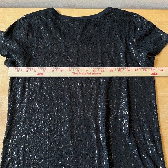 DKNY SS TEE SHIRT M 100% COTTON SEQUINS ELEVATED CASUAL SHIMMERY DAY TO DATE - Picture 7 of 12